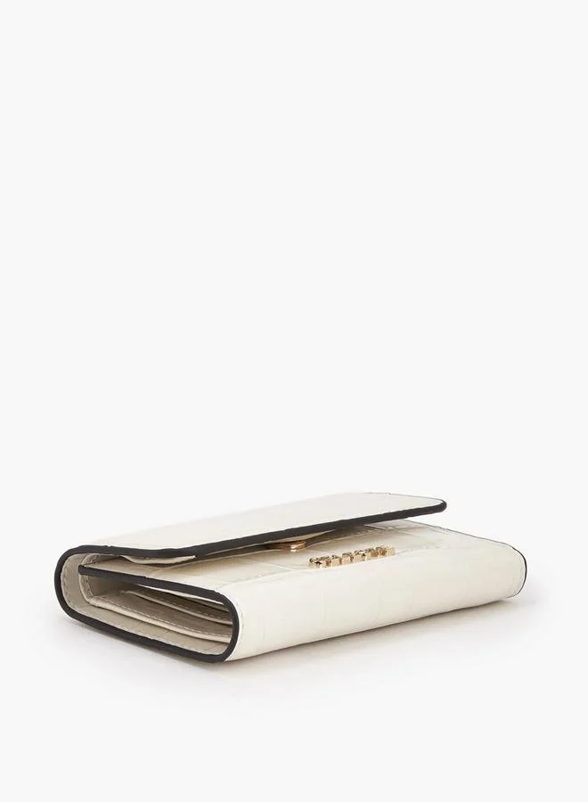 سيليست Textured Wallet with Button Closure